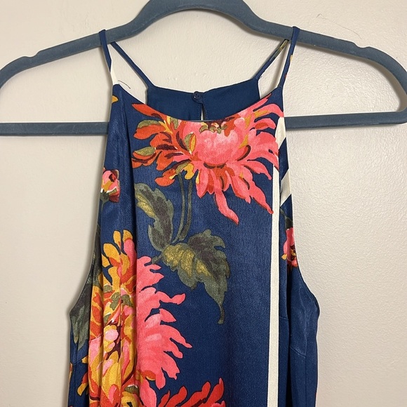 Zara Trafaluc Collection Blue Floral Vertical Stripe Halter Midi Dress Small - Picture 4 of 14
